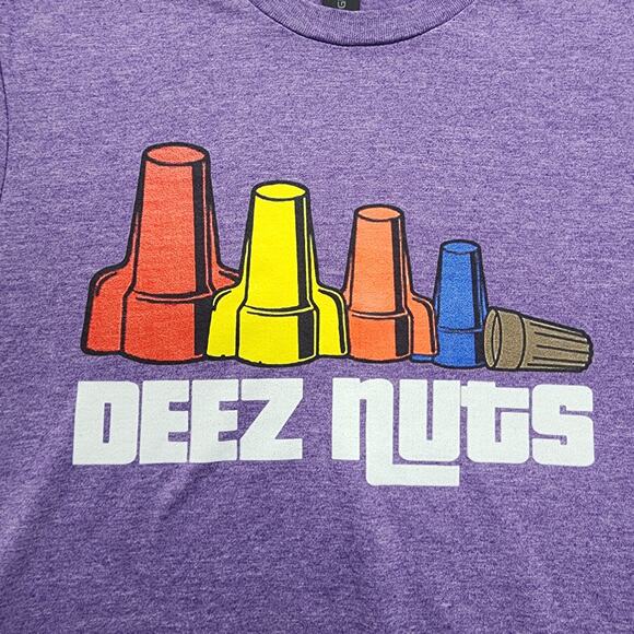 Gildan Shirt Mens S Heathered Purple Crew Neck Nuts Electrician Funny Engineer - Picture 2 of 9